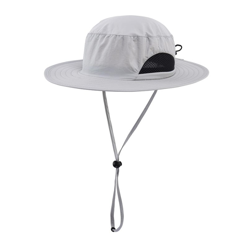 LLmoway Toddler Kid UPF50+ Bucket Sun Hat Wide Brim Lightweight Boys Quick Dry Boonie Hat Light Grey - Image 1